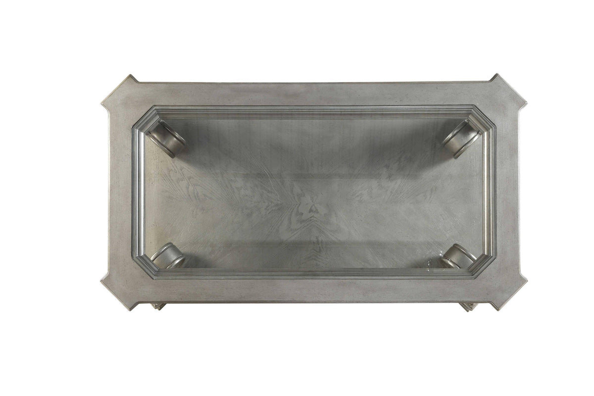 Antique Champagne Clear Glass Wood Coffee Table R878684