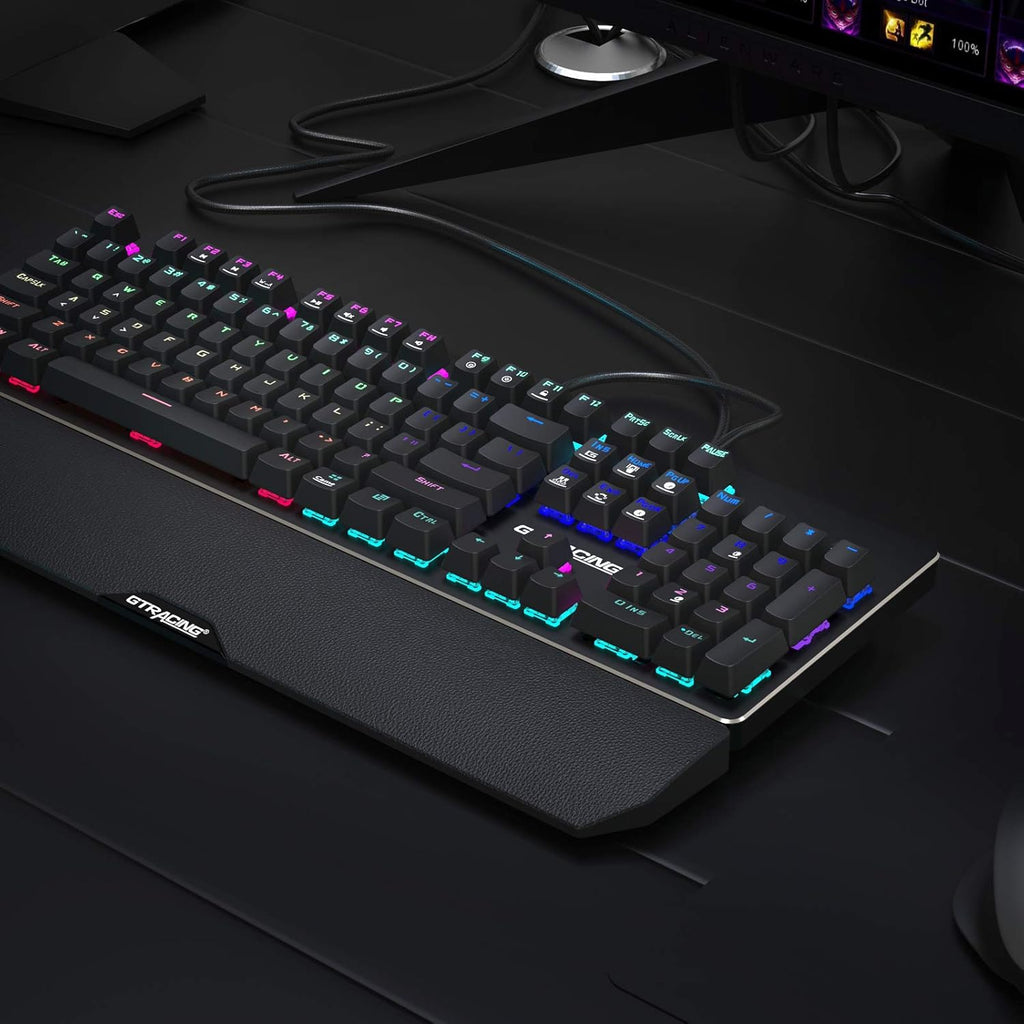 Mechanical Gaming Keyboard with Wrist Rest, RGB Lighting T71586