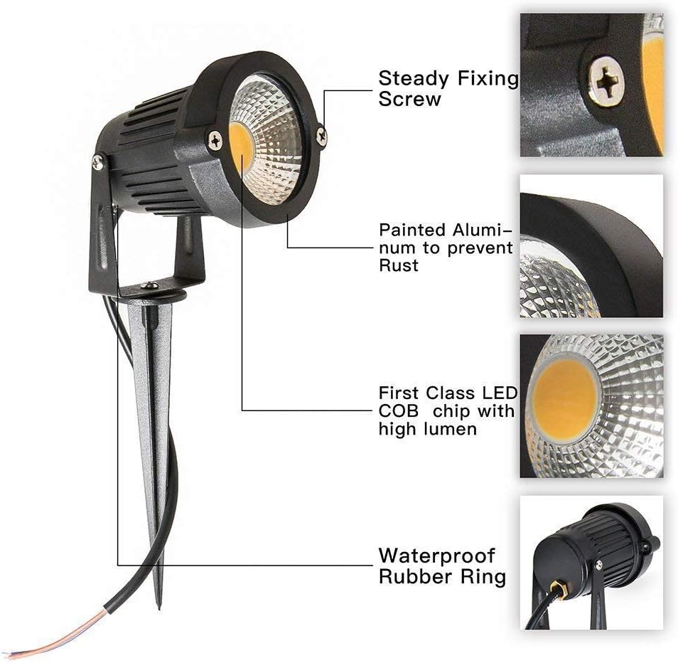 6W Waterproof Low Voltage Landscape Spotlights 6 Pack Warm White L9805