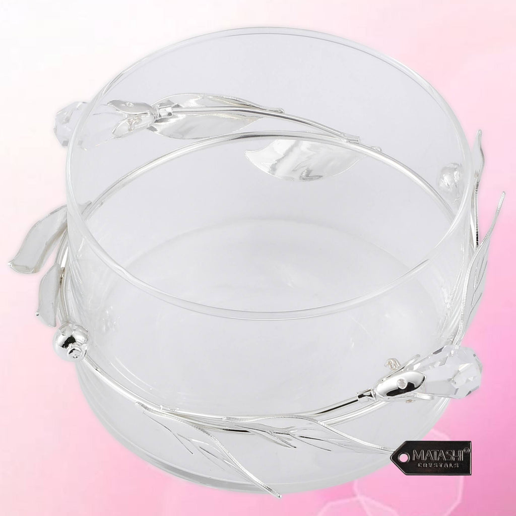 Silver Plated Sugar Bowl Glass Bowl with Spoon T7224
