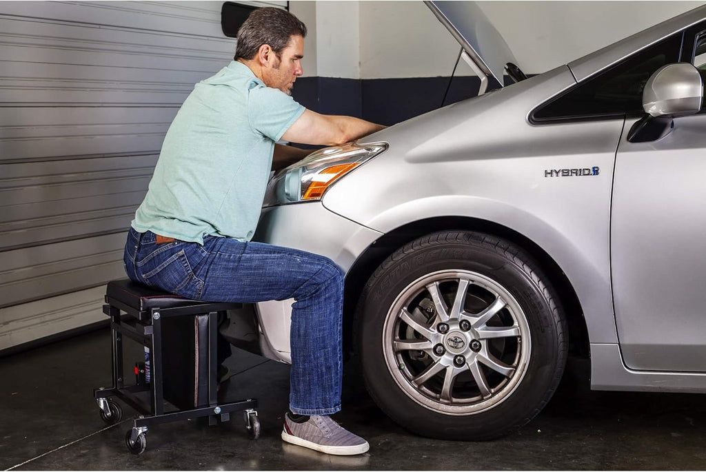 2-in-1 Rolling Creeper Seat with Thick Pad and 3-in. Casters J416