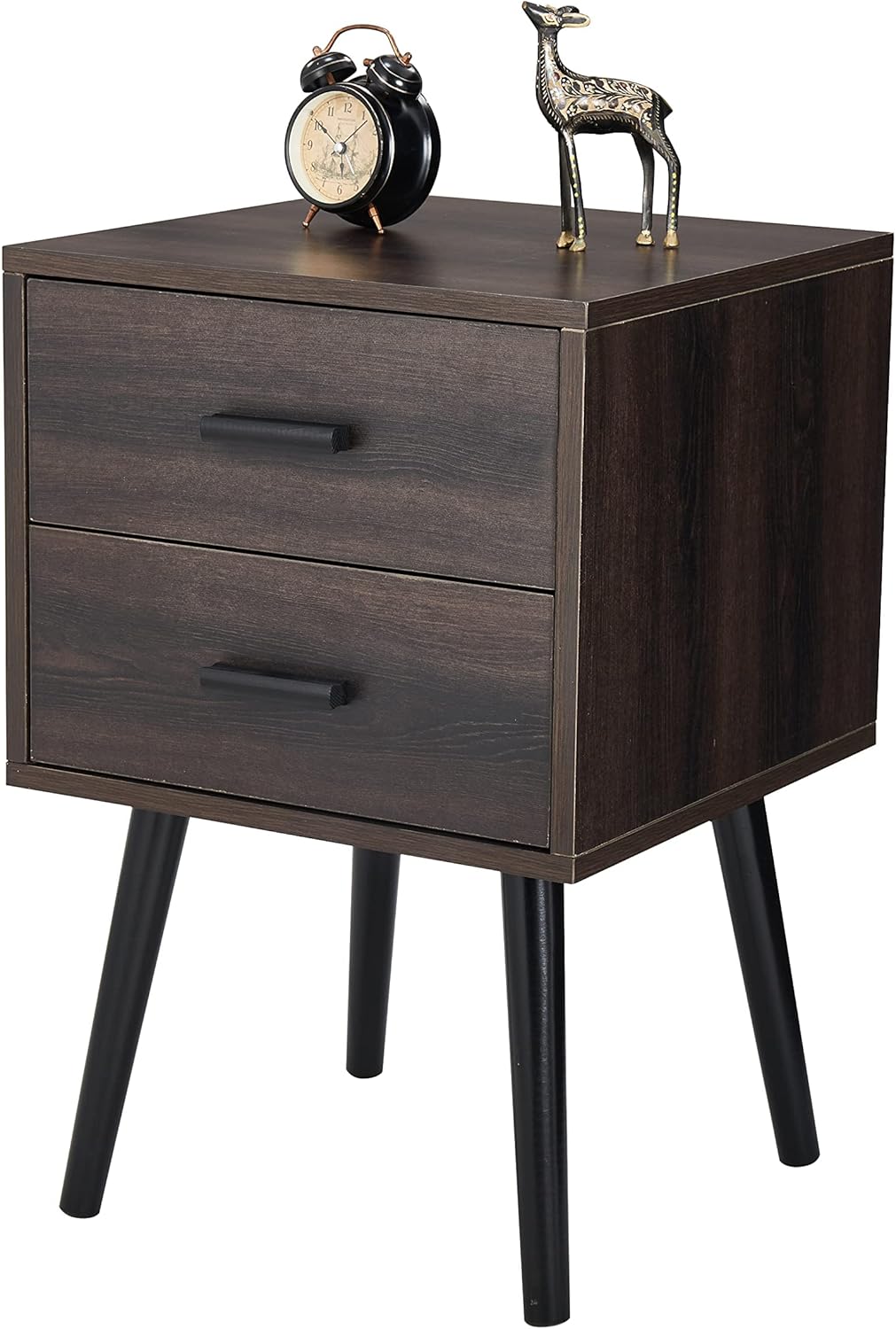 Wooden Night Stand with 2 Drawers Storage Cabinet Q361