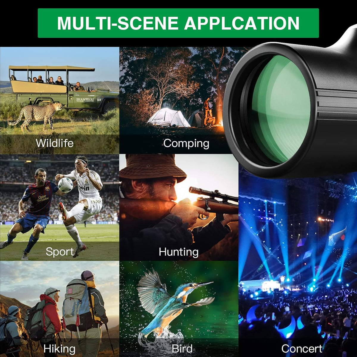 10-30X50 HD BAK4 Prism Monocular Telescope with Smartphone Adapter & Tripod C36776
