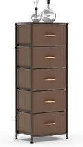 Charcoal 5 Drawer Fabric Dresser Tower R214