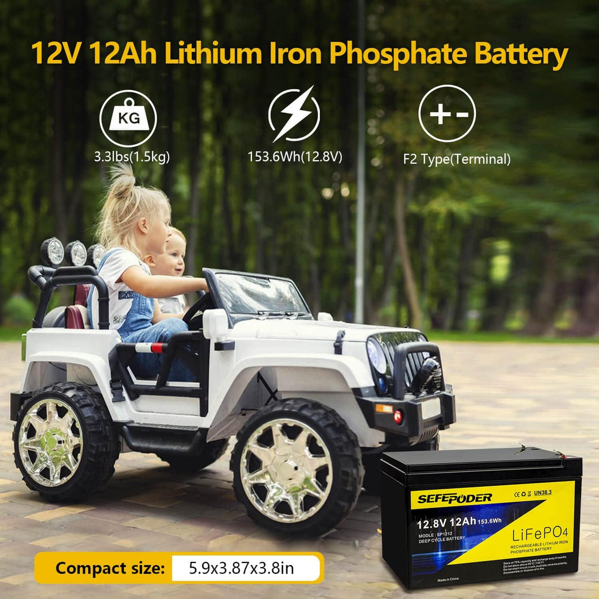 12V 12Ah LiFePO4 Rechargeable Battery W78083