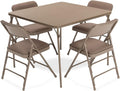 Beige 5 Pieces Folding Card Table and Folding Chair Set V8249