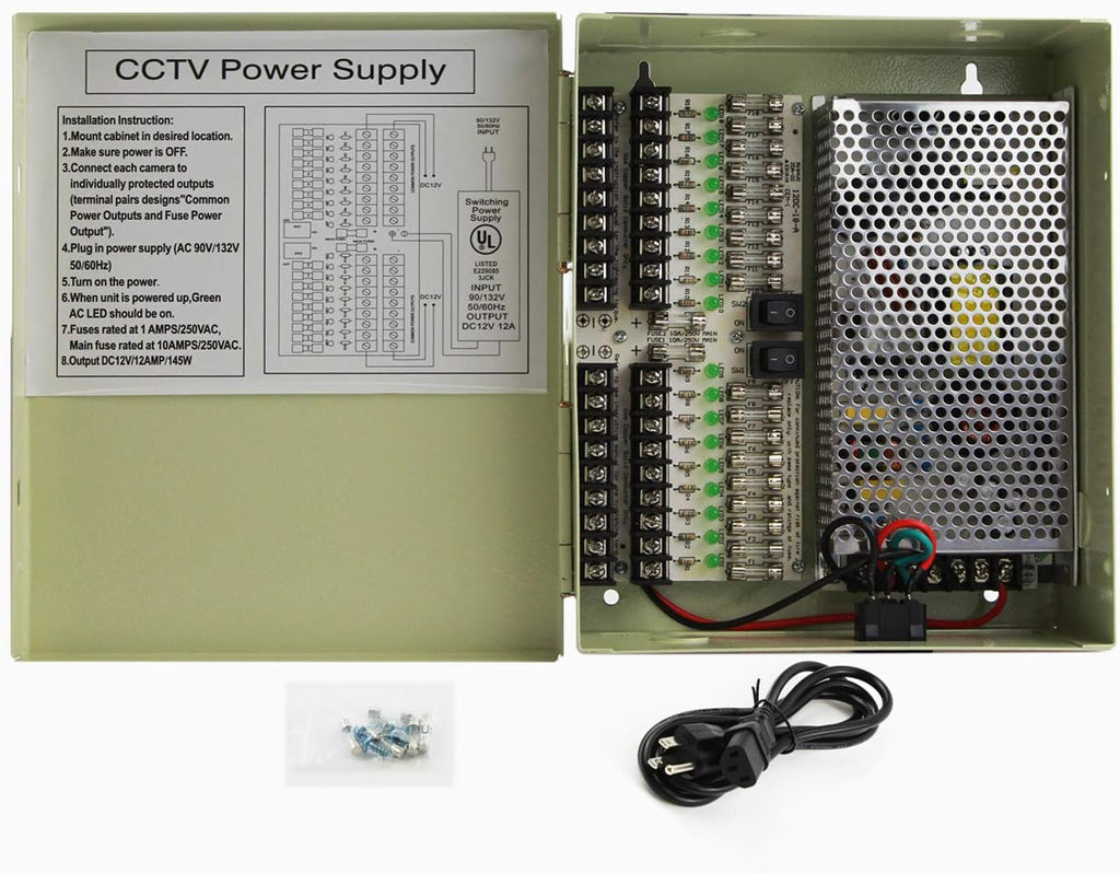 18 Output 29 Amp 12V DC CCTV Power Supply Box Q7219