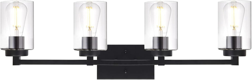 3 Light Matte Black Metal Vanity Light with Clear Glass Shade R3837