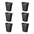 10 Gallon Plastic Wastebasket Trash Can, Black (6 Pack) M100