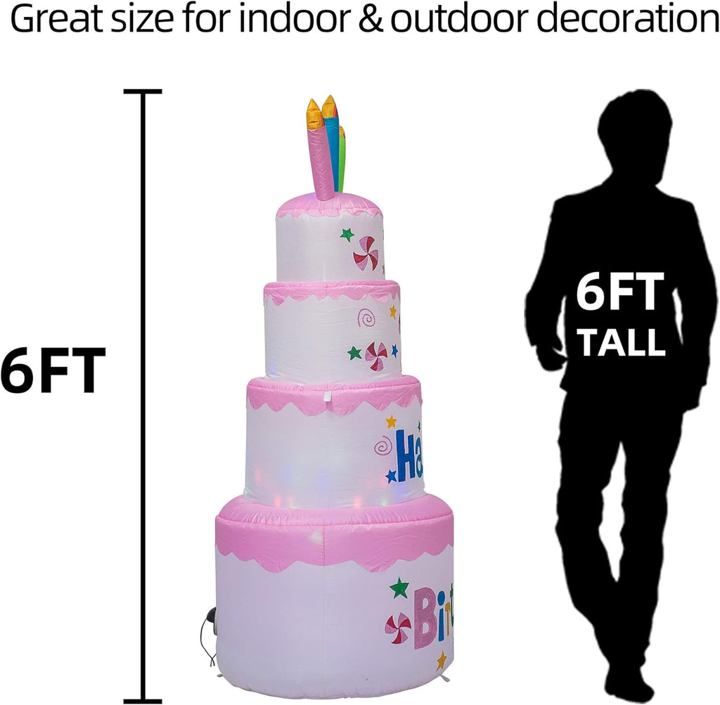 6 Feet Inflatable Birthday Cake with Candle E16555
