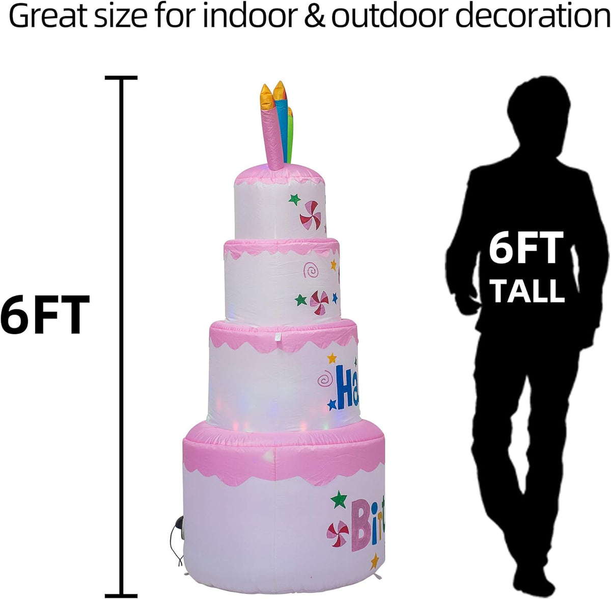 6 Feet Inflatable Birthday Cake with Candle E16555