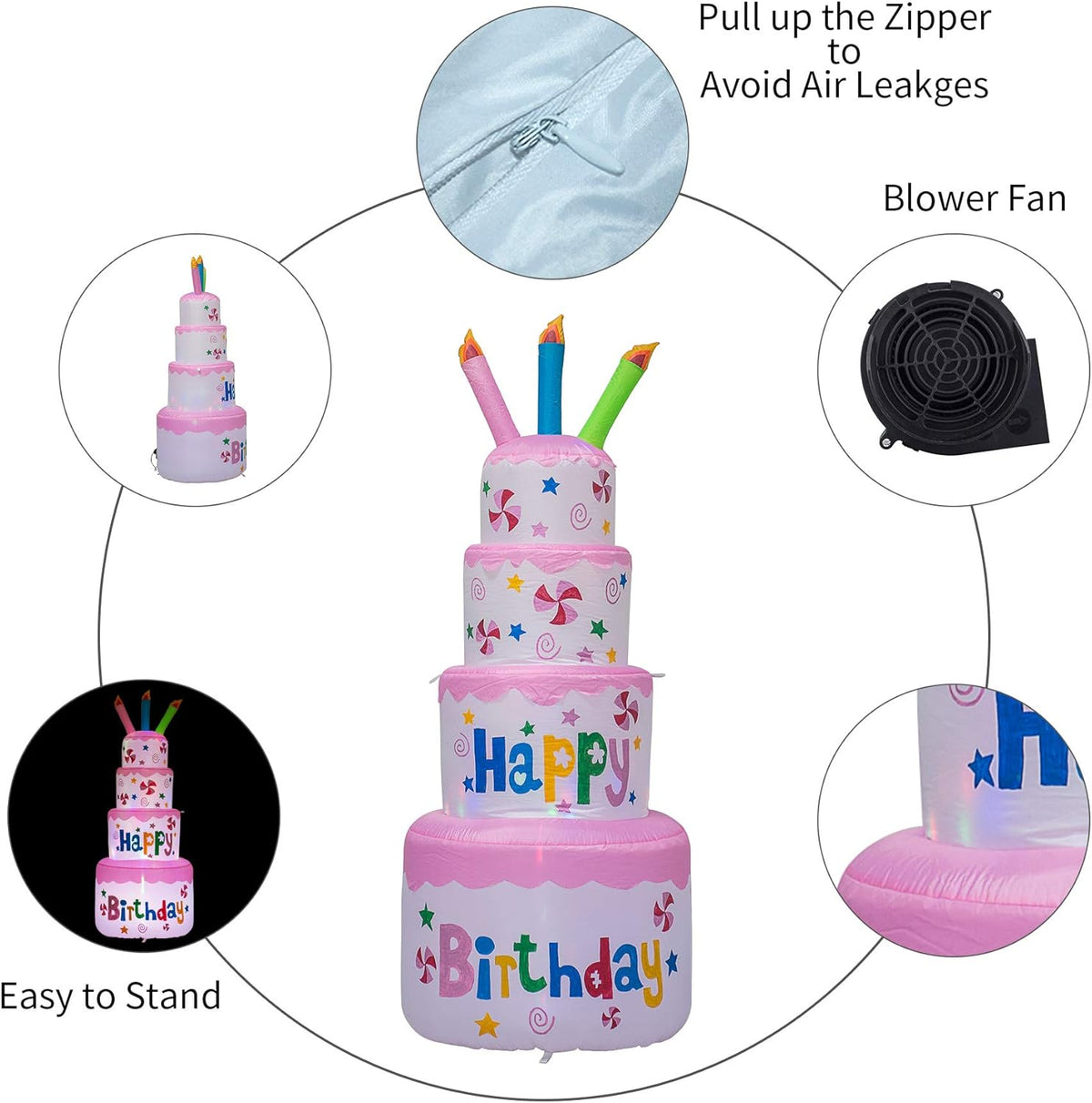 6 Feet Inflatable Birthday Cake with Candle E16555