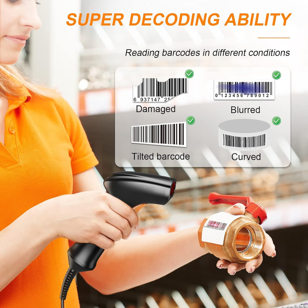 Handheld 1D Barcode Scanner with USB Cable Pack of 2 D74251