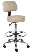 Beige Caressoft Medical Drafting Stool with Back Cushion R763