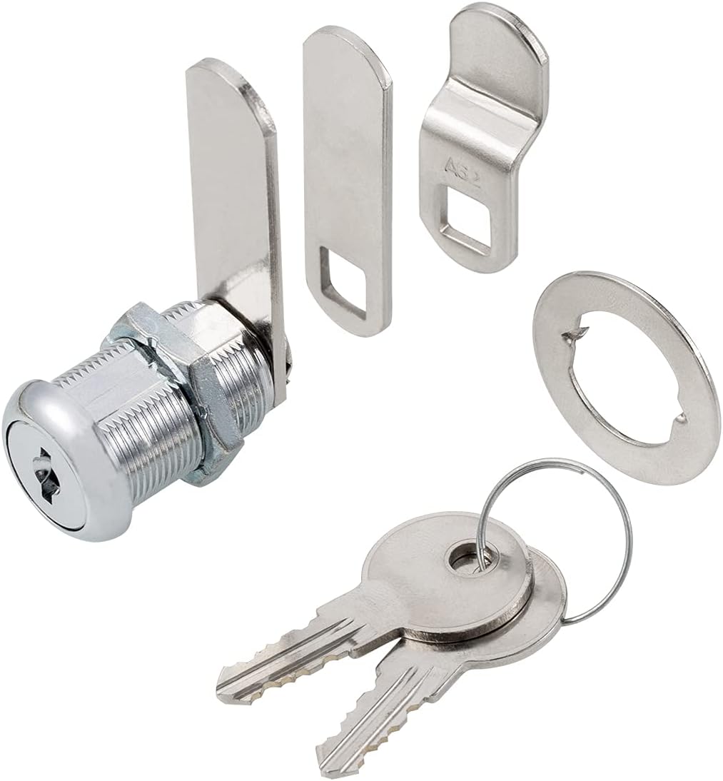 Cabinet Cam Lock 1-1/8 Cylinder Chrome Finish 4 Pack X25671