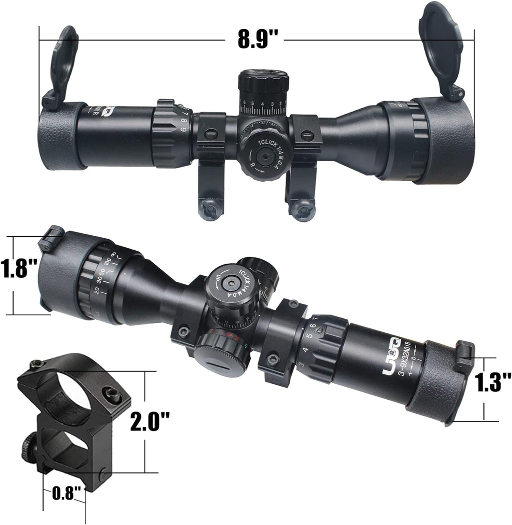 3-9x32 Tactical Rifle Scope with Mount Rings E53396