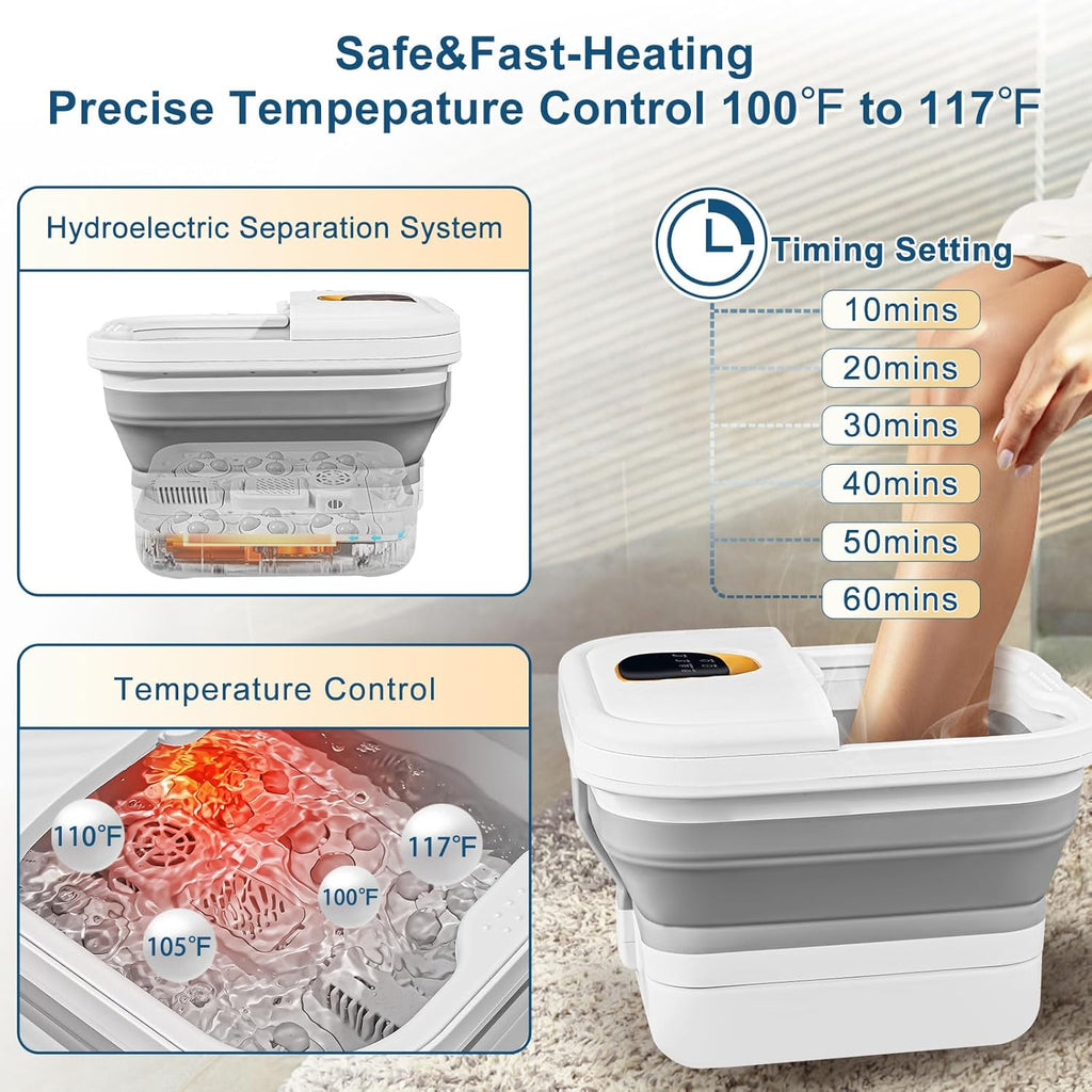 Collapsible Foot Spa Bath with Heat and Massager T45544