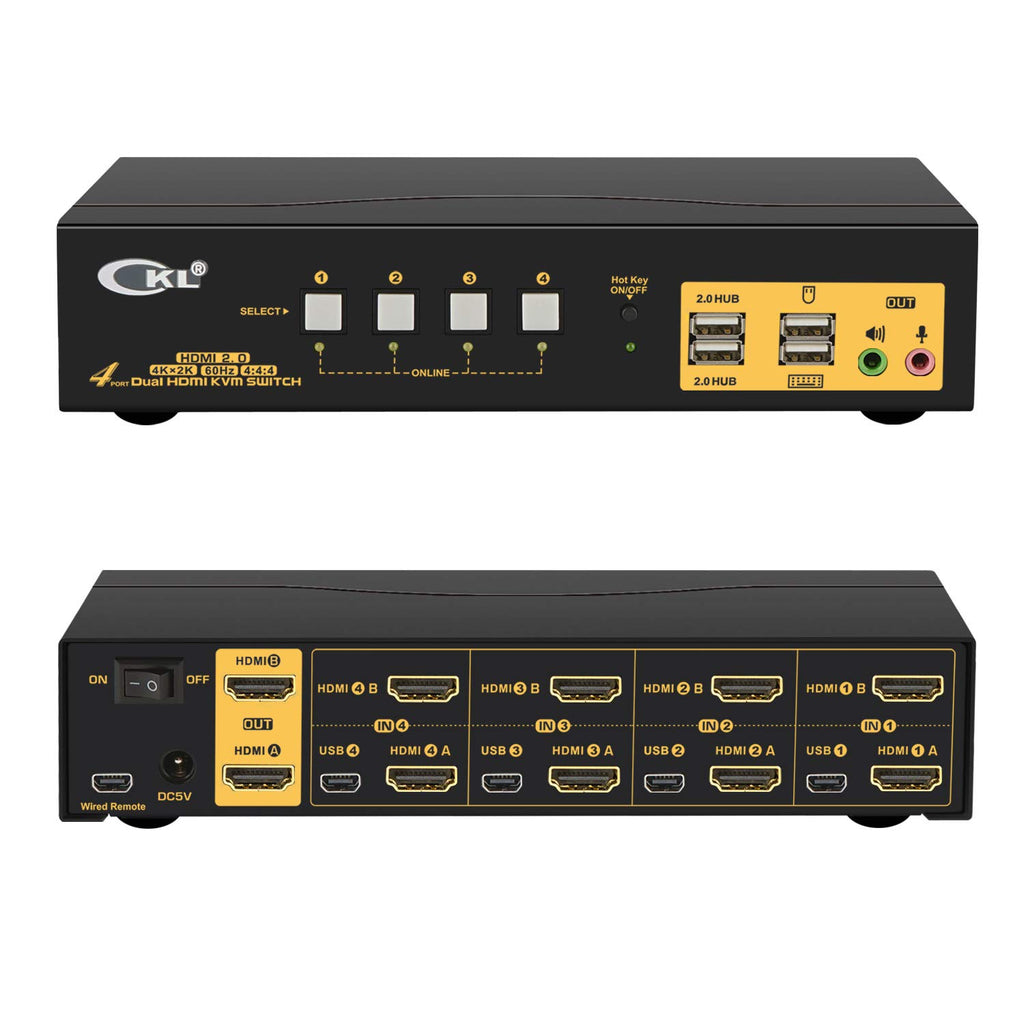 2 Port Dual Monitor HDMI 4K 60Hz KVM Switch with Cables X755093