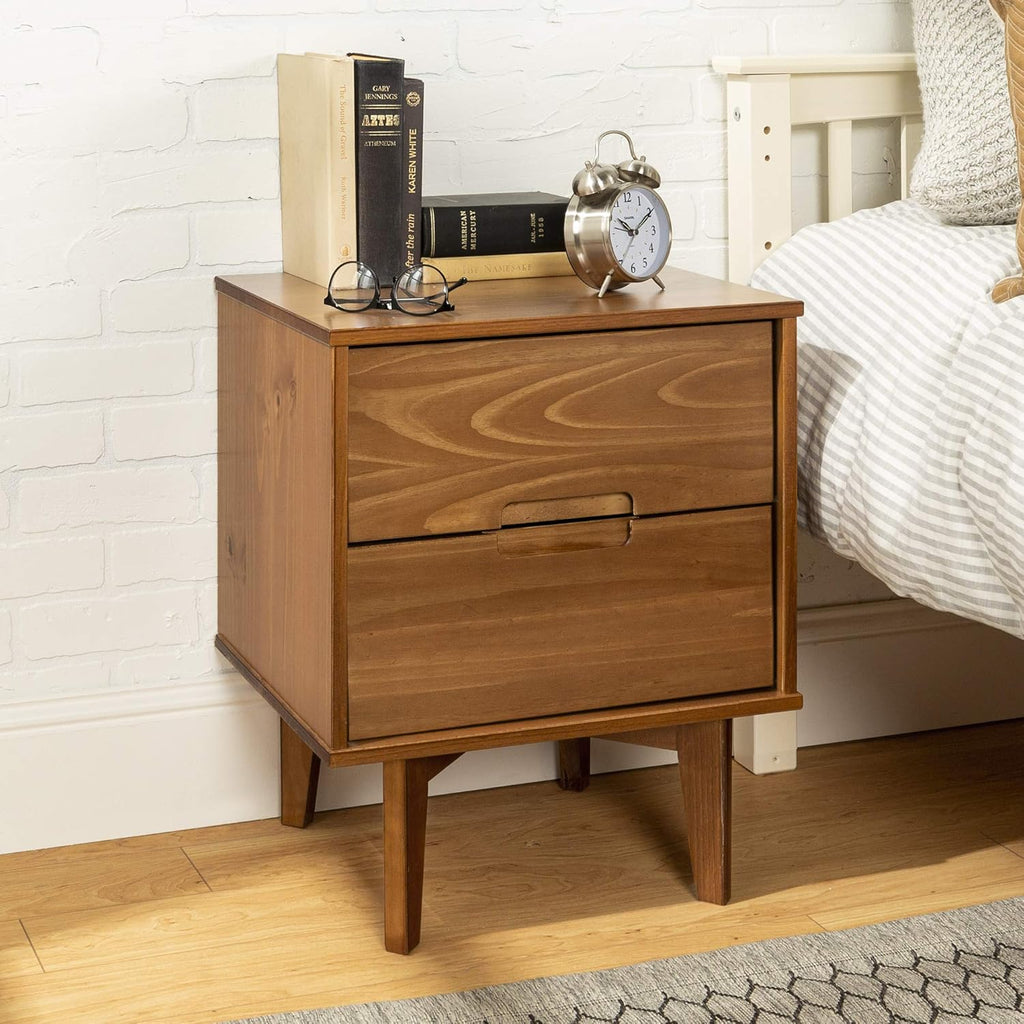 Caramel 2 Drawer Wood Nightstand Side Table U50827
