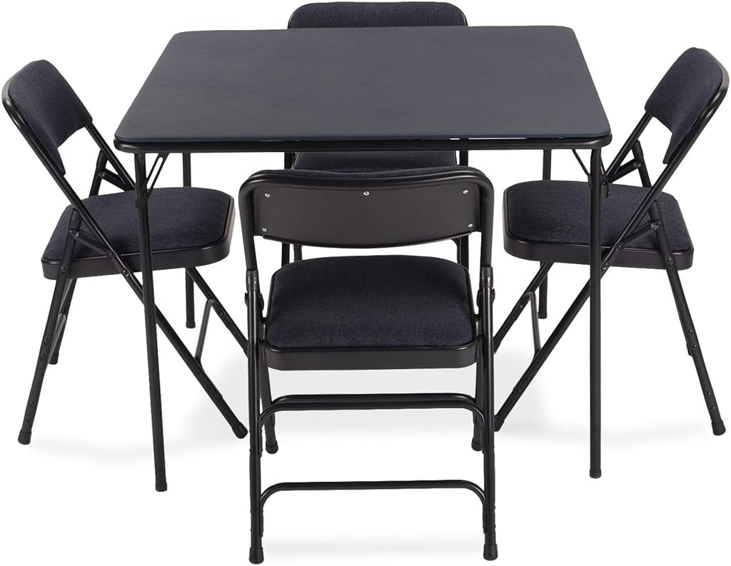 Beige 5 Pieces Folding Card Table and Folding Chair Set V8249