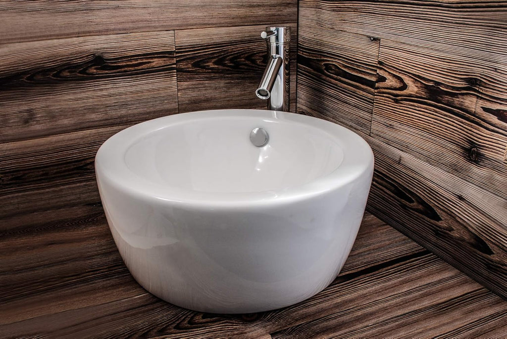 18 Inch Round Ceramic Vessel Sink with Overflow E956