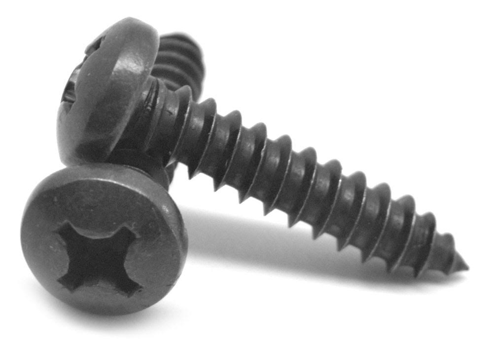 #10-16 x 1 Phillips Pan Head Sheet Metal Screw Black Zinc Plated K3516