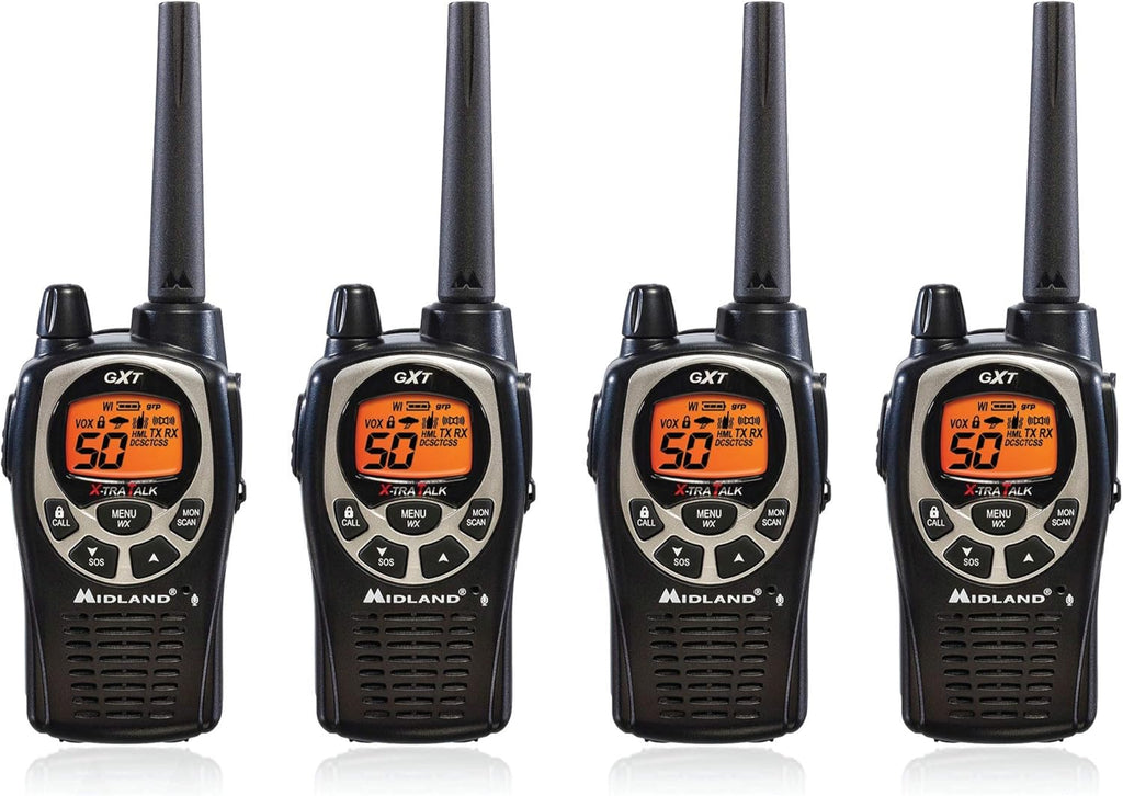 GMRS Two Way Radio with NOAA Weather Scan, 50 Channels, Black/Silver, 10 Radios L230
