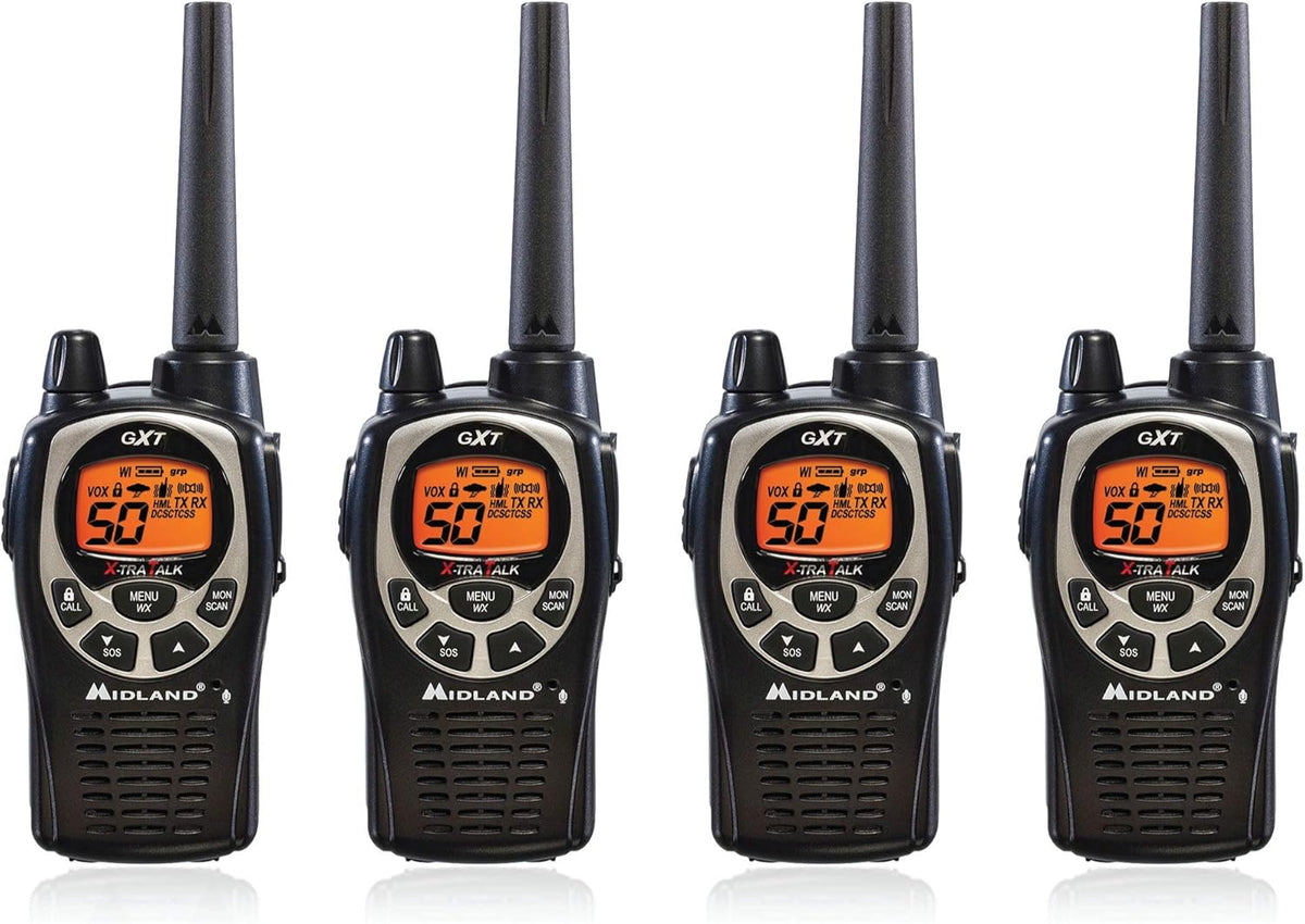 GMRS Two Way Radio with NOAA Weather Scan, 50 Channels, Black/Silver, 10 Radios L230