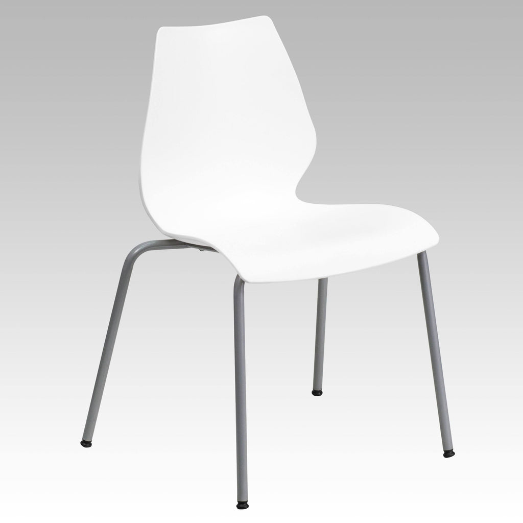 White Stack Chair with Lumbar Support R474