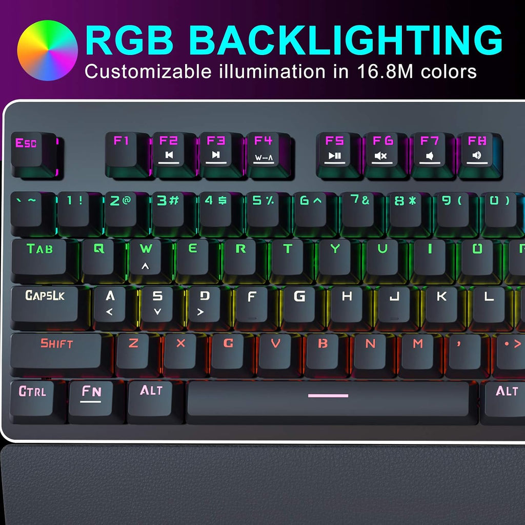 Mechanical Gaming Keyboard with Wrist Rest, RGB Lighting T71586