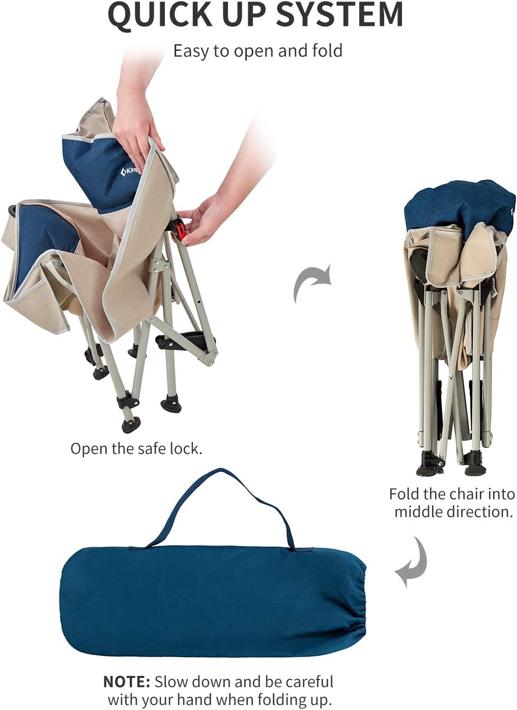 Folding Camping Chair with Cup Holder & Carry Bag Z926395