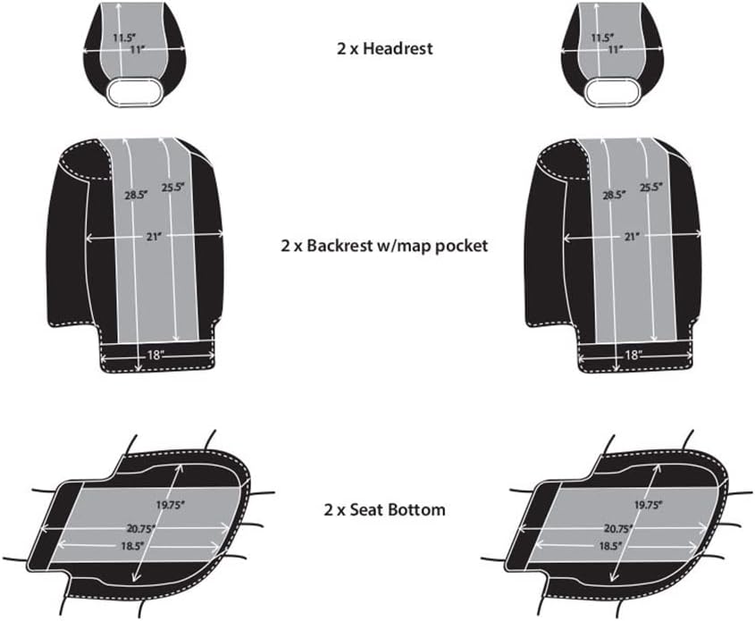 Custom Fit Neoprene Car Front Seat Covers Gray & Black D746059