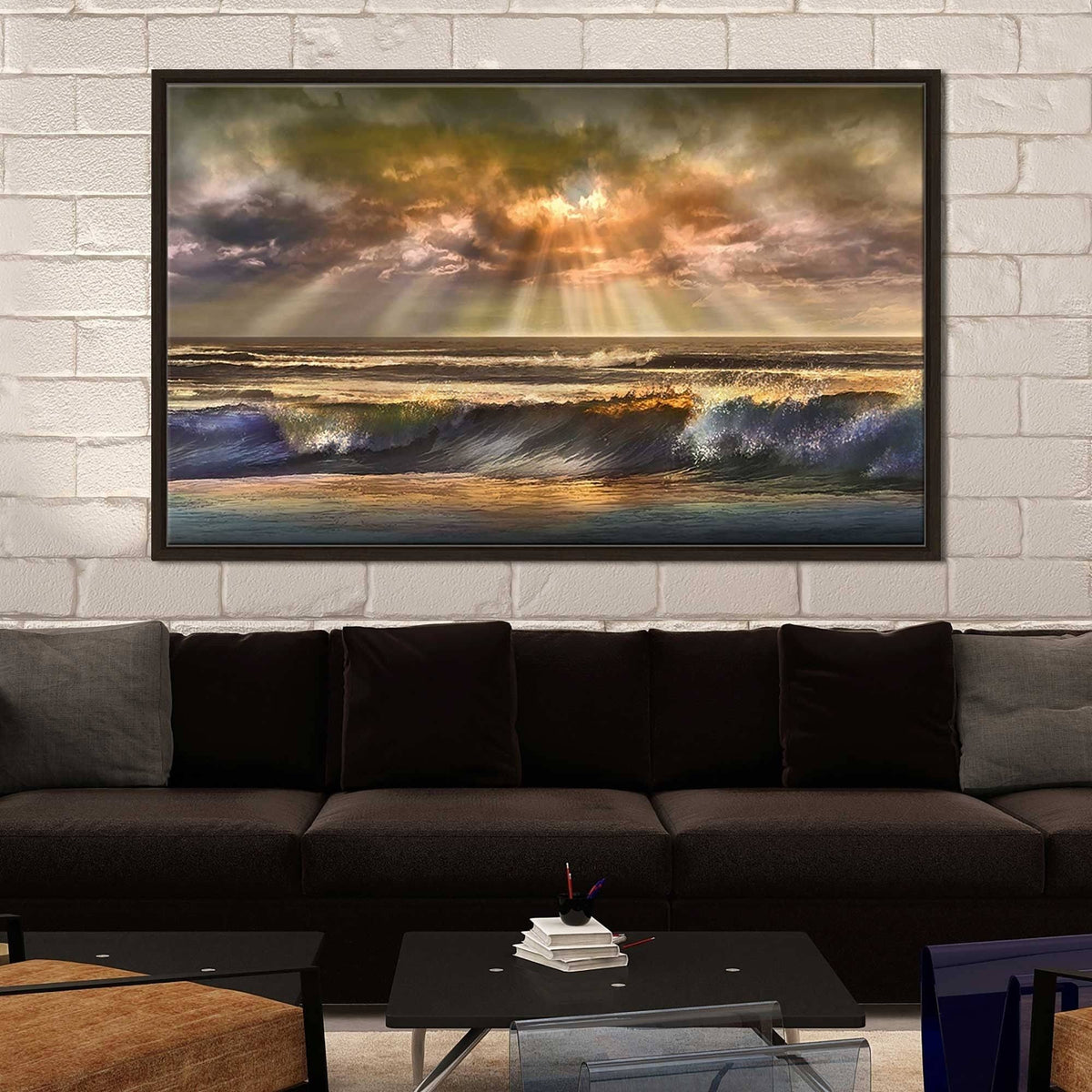 Orange Canvas in Floating Frame I78755