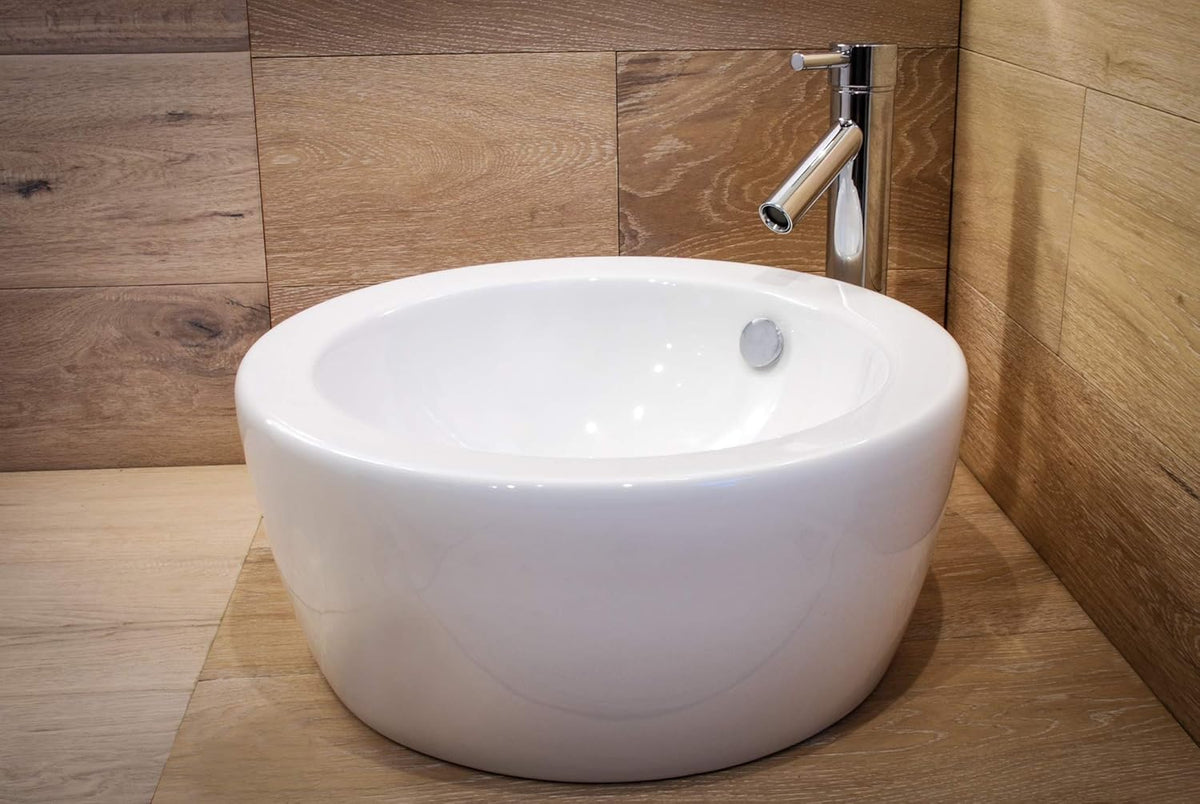 18 Inch Round Ceramic Vessel Sink with Overflow E956