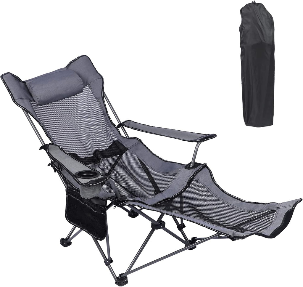 Oversized Folding Reclining Camping Chair with Footrest V572
