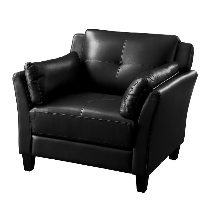 Black Tufted Faux Leather Accent Chair B260728