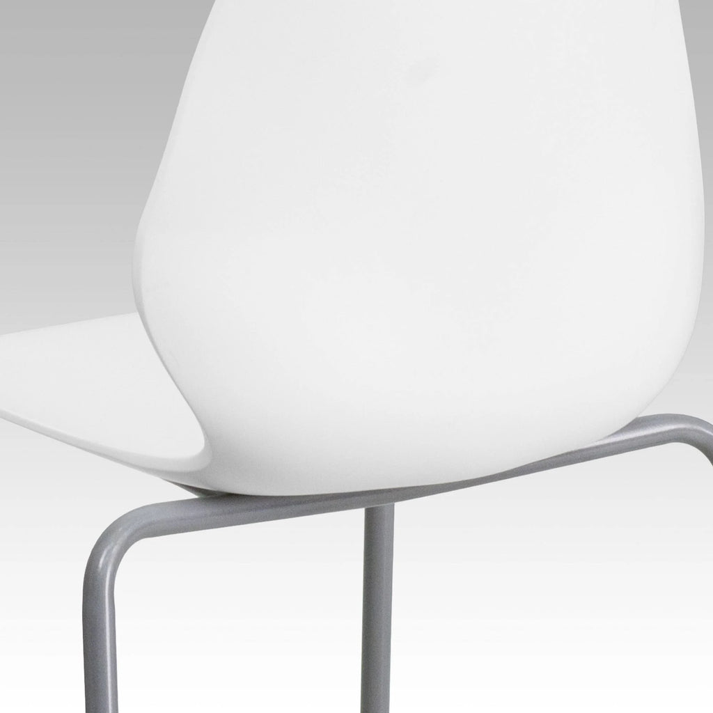 White Stack Chair with Lumbar Support R474