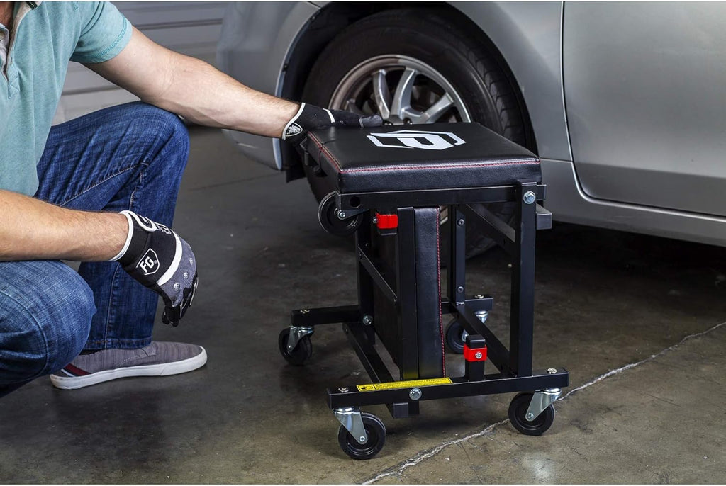 2-in-1 Rolling Creeper Seat with Thick Pad and 3-in. Casters J416