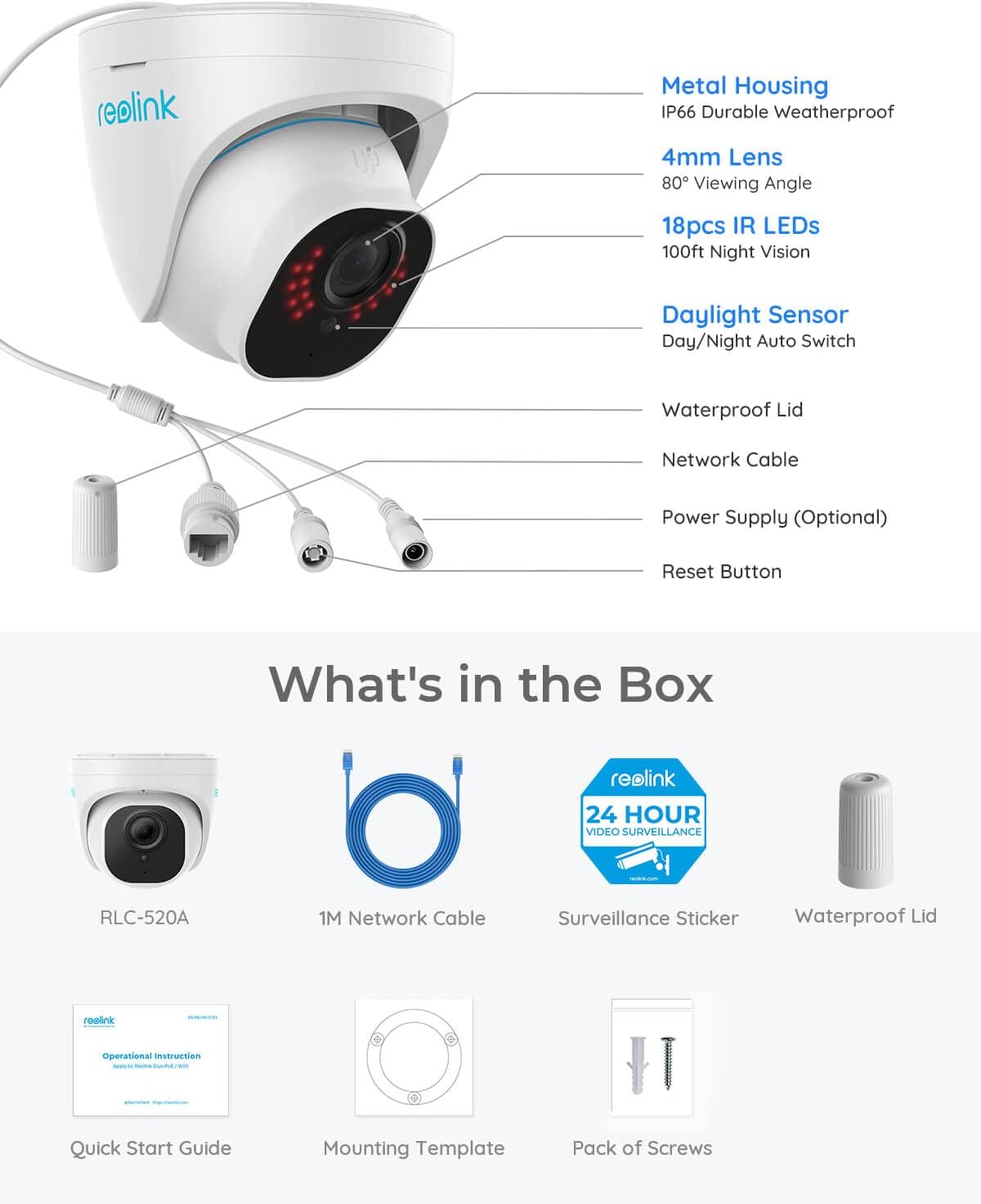 5MP PoE Dome Security Camera with Night Vision X183507
