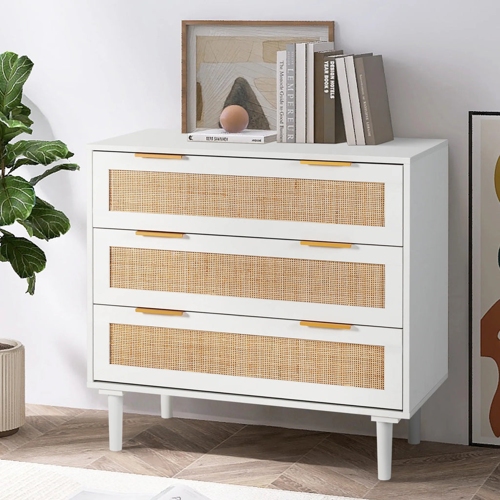 3 Drawer Rattan Wooden Dresser G630331