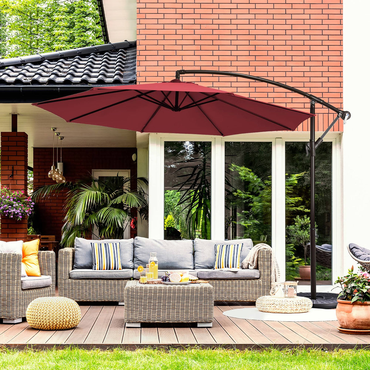 10ft Patio Offset Hanging Umbrella N412