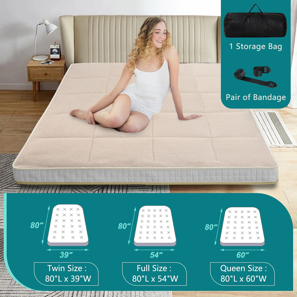 Japanese Floor Futon Mattress Grey Full Z156345