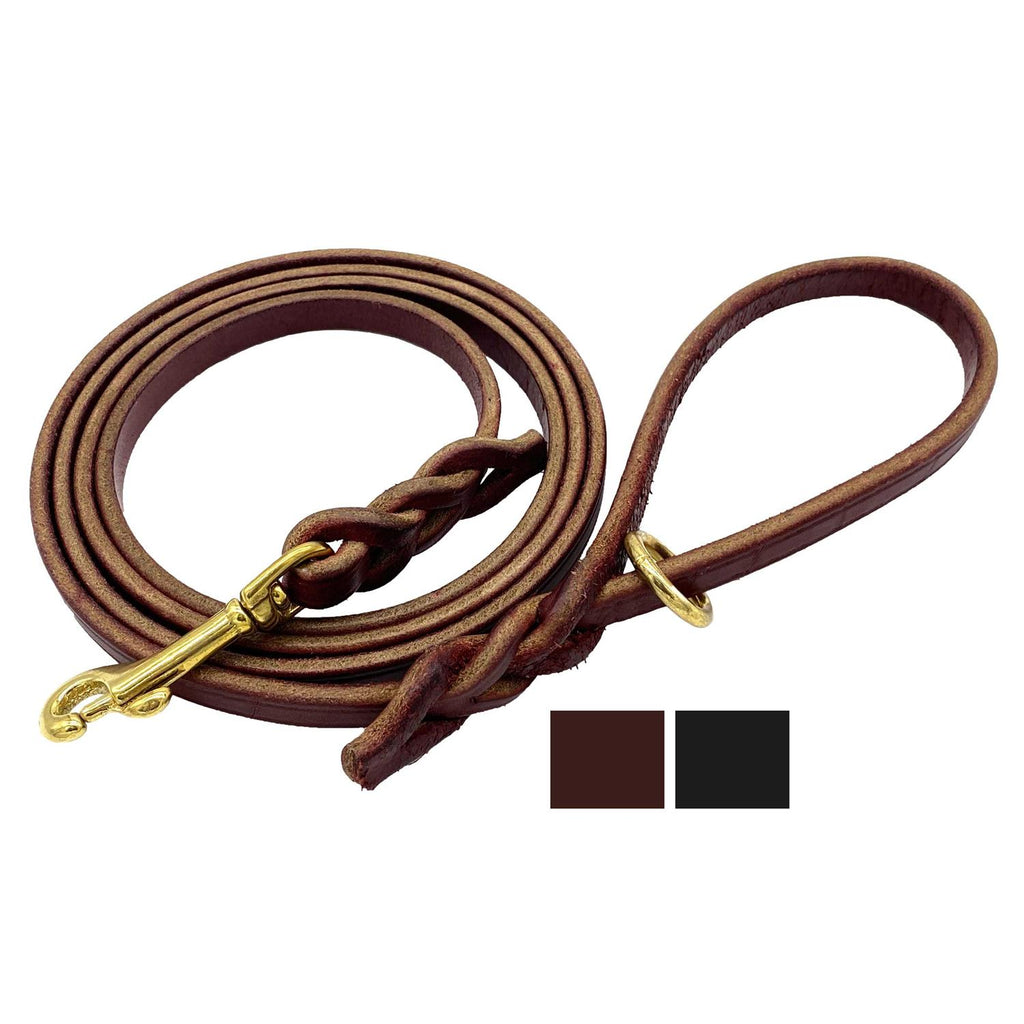 6 FT Braided Leather Dog Leash K7293