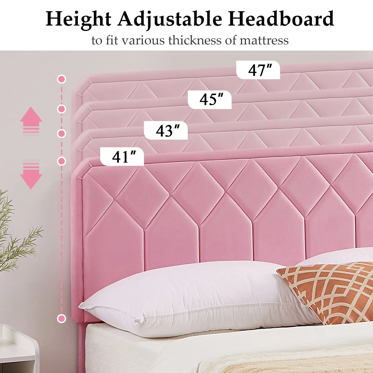 Twin Size Upholstered Platform Bed Frame with Adjustable Headboard Q402918