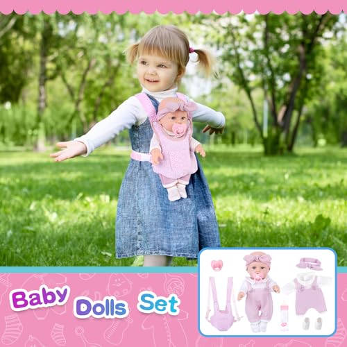 12'' Baby Doll Playset with Clothes and Carrier Accessories J5385