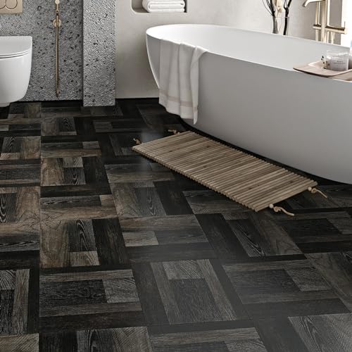 36-Pack 6x36" Black Peel and Stick Waterproof Vinyl Floor Tile M8601