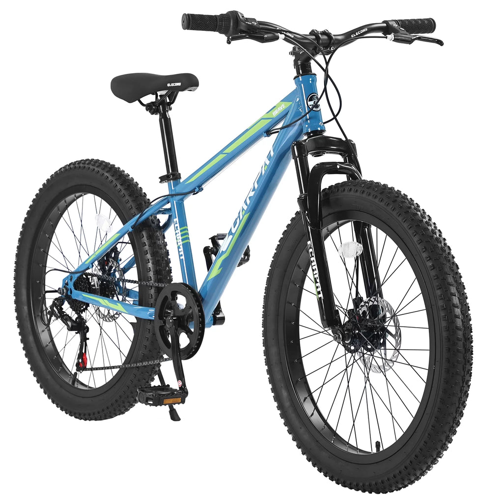 24 inch Fat Tire Mountain Bike, 7 Speeds, Dual Disc Brake, Orange B90532