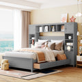 Full Size Wooden Bed with Cabinet and Shelf U736