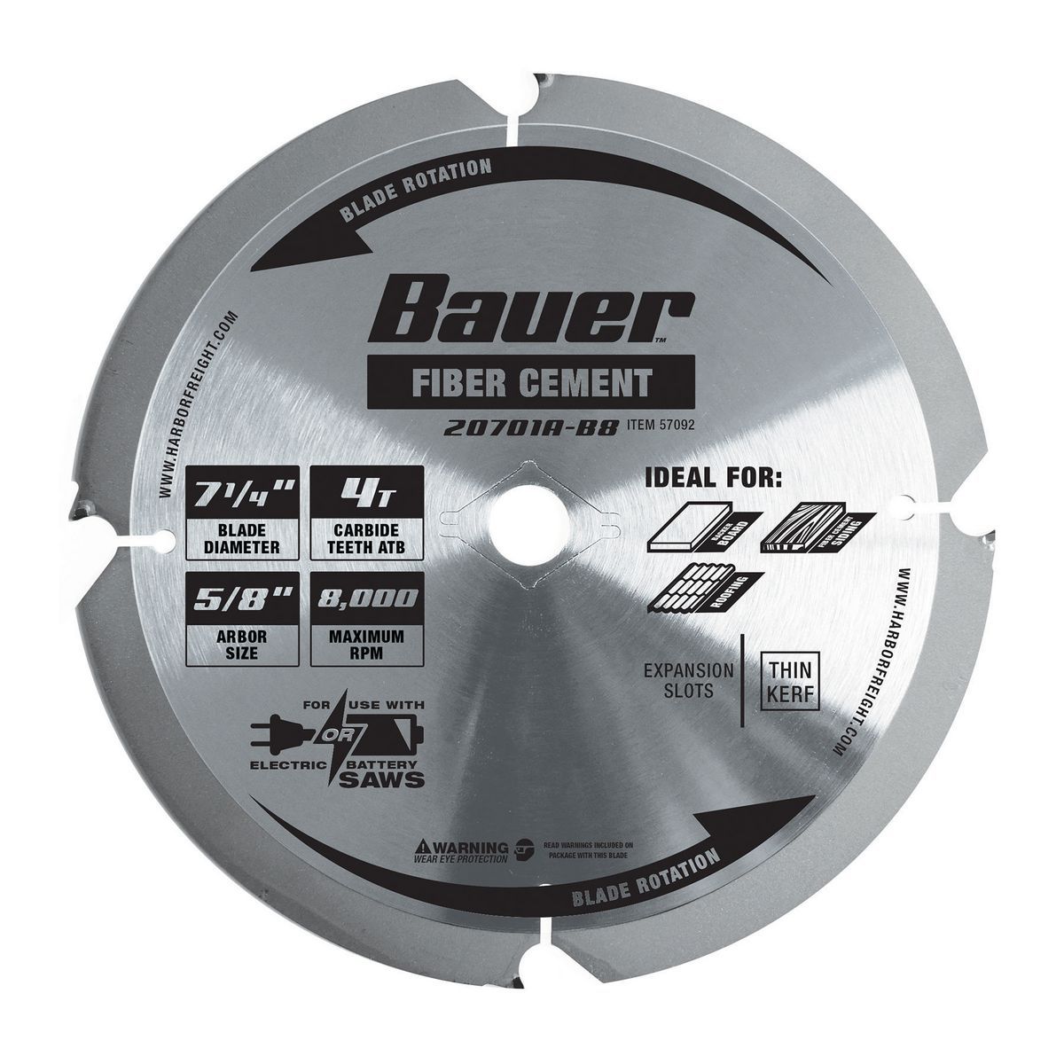 7-1/4 in. 4T PCD Fiber Cement Circular Saw Blade Z18126