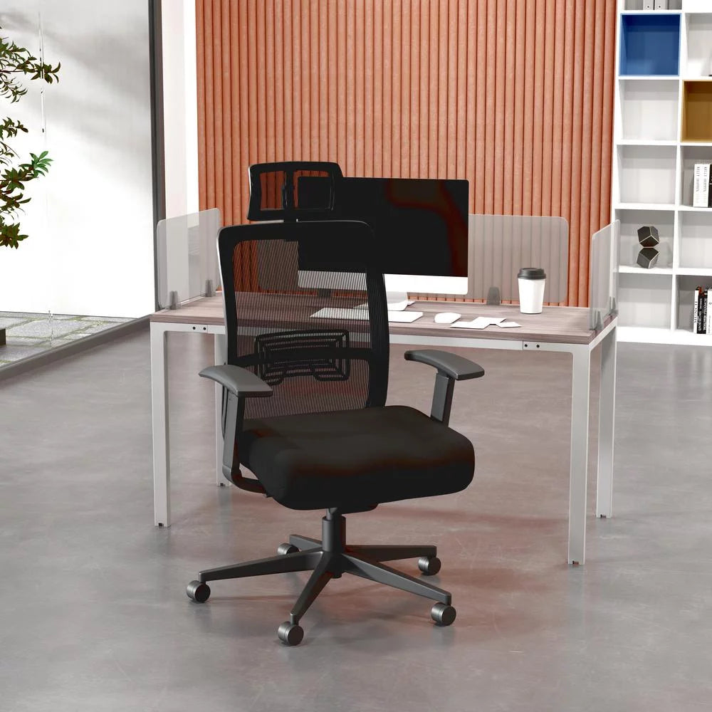 Black Mesh Task Chair with Headrest K4054